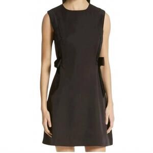 NEW TED BAKER velvet bow skater mini dress in black